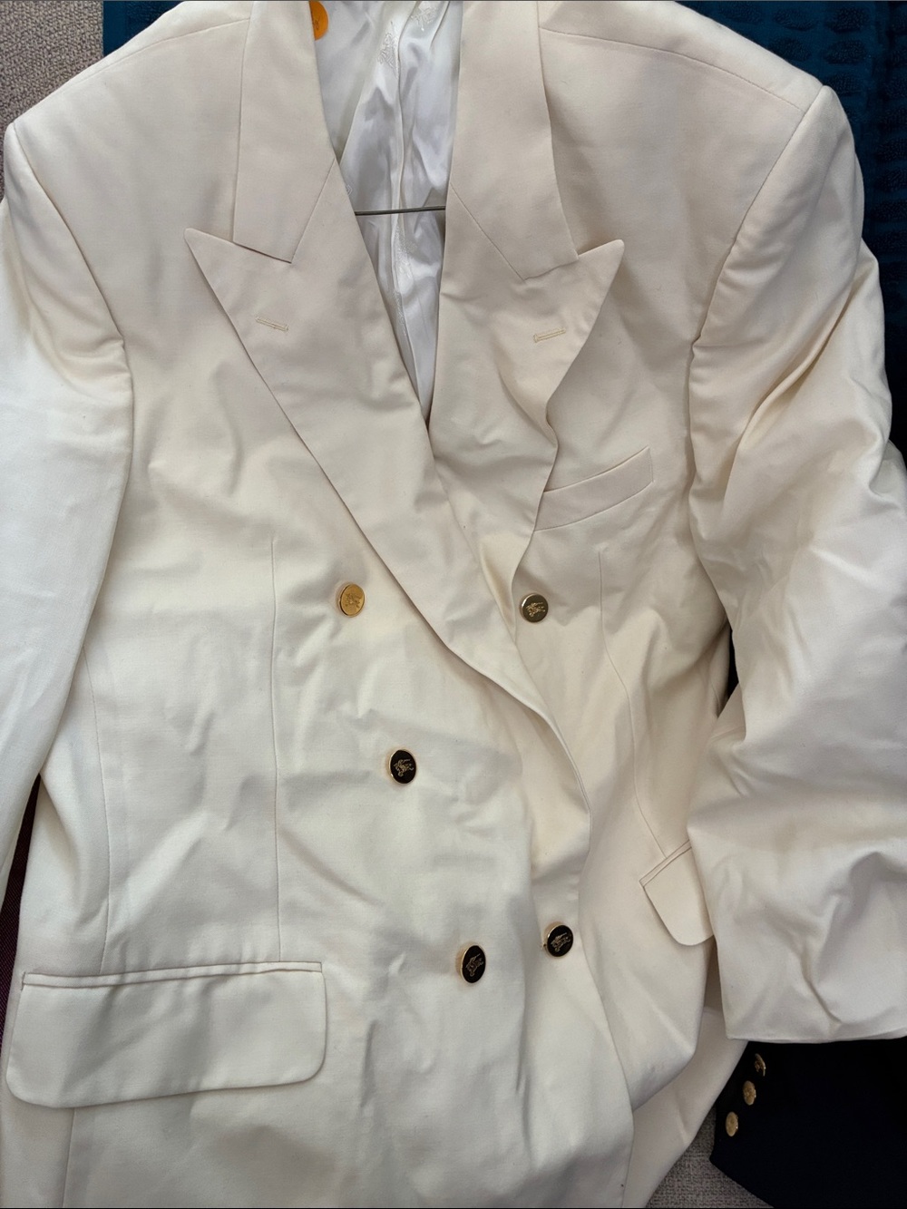 Burberry Cream Lined Blazer with Branded Interior Patch